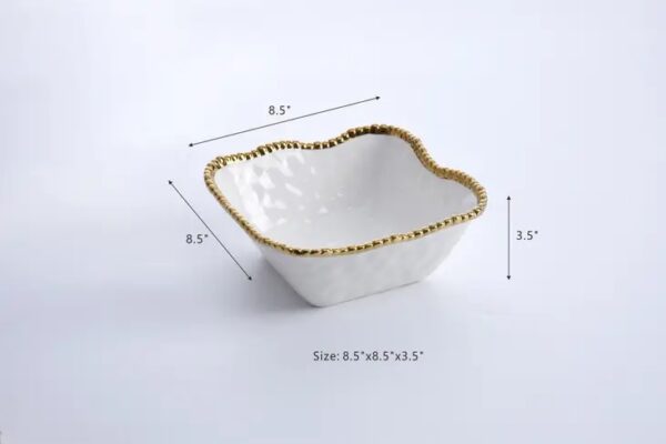 Medium Square Bowl Gold Edge - Image 2