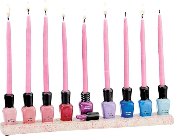 Hand Painted Ceramic Nail Polish Chanukah Menorah - Image 2