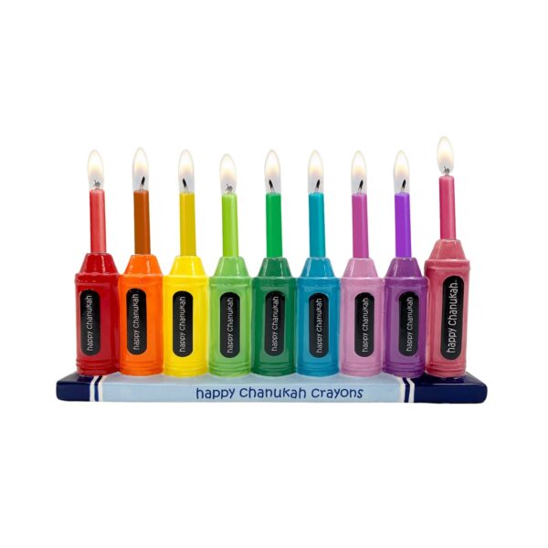 Crayons Hand Painted Ceramic Kids Menorah